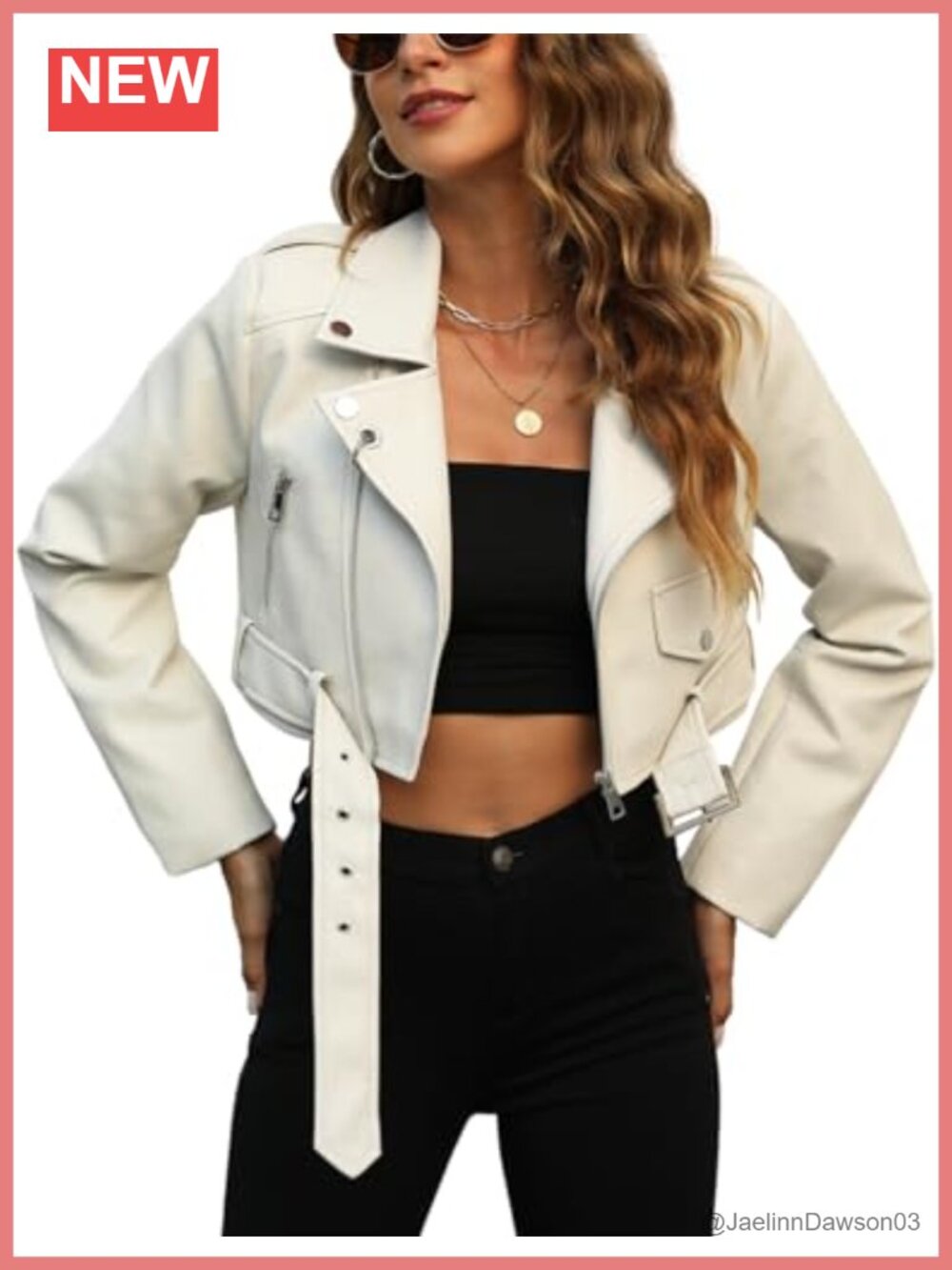 Women's Cropped Faux Leather Jacket Moto Bomber Coat
